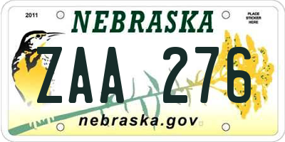 NE license plate ZAA276