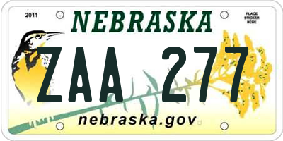 NE license plate ZAA277