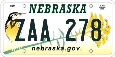 NE license plate ZAA278