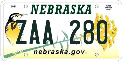 NE license plate ZAA280