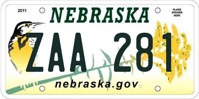 NE license plate ZAA281