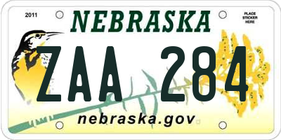 NE license plate ZAA284
