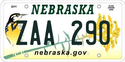 NE license plate ZAA290