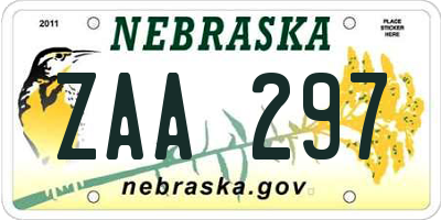 NE license plate ZAA297