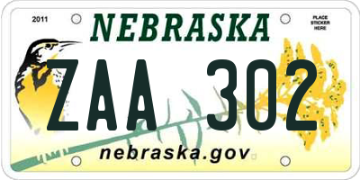 NE license plate ZAA302