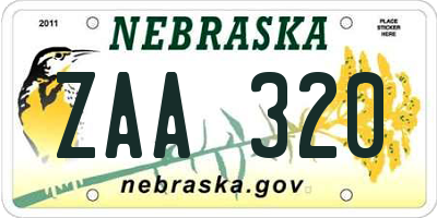 NE license plate ZAA320
