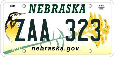 NE license plate ZAA323