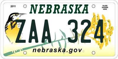 NE license plate ZAA324