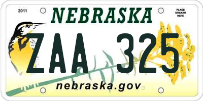 NE license plate ZAA325