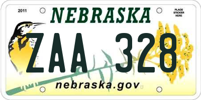 NE license plate ZAA328