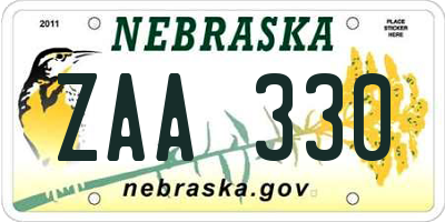 NE license plate ZAA330