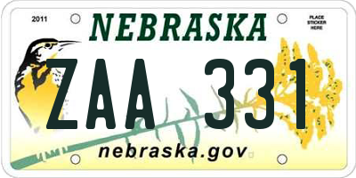 NE license plate ZAA331