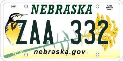 NE license plate ZAA332