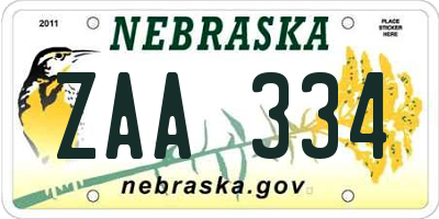 NE license plate ZAA334