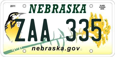 NE license plate ZAA335