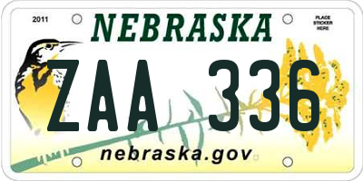 NE license plate ZAA336