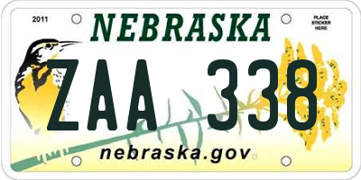 NE license plate ZAA338