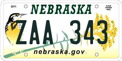 NE license plate ZAA343
