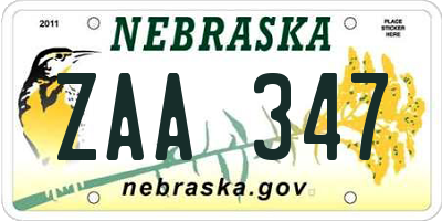 NE license plate ZAA347