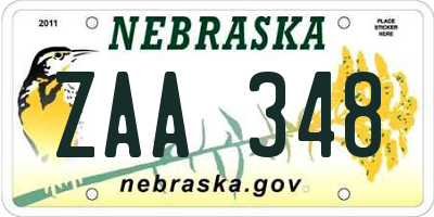 NE license plate ZAA348