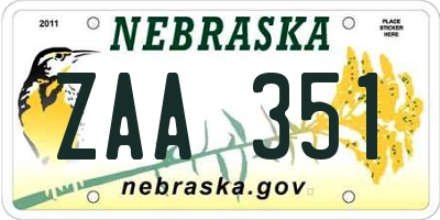 NE license plate ZAA351