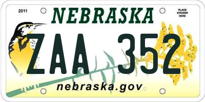 NE license plate ZAA352