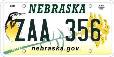 NE license plate ZAA356