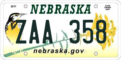 NE license plate ZAA358