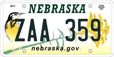 NE license plate ZAA359