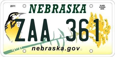 NE license plate ZAA361