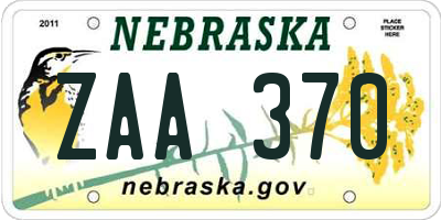 NE license plate ZAA370