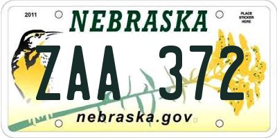 NE license plate ZAA372