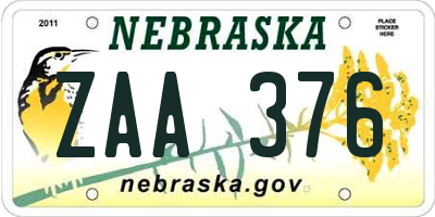 NE license plate ZAA376