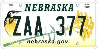 NE license plate ZAA377