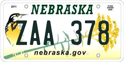 NE license plate ZAA378
