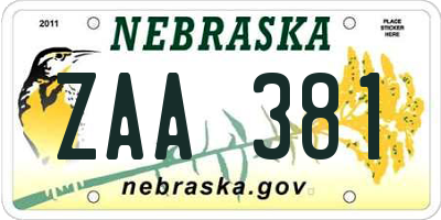 NE license plate ZAA381