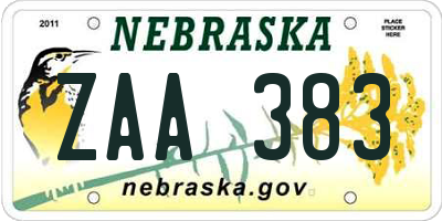 NE license plate ZAA383