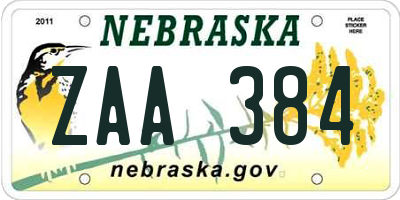 NE license plate ZAA384