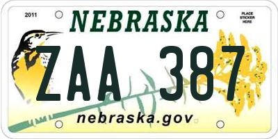 NE license plate ZAA387