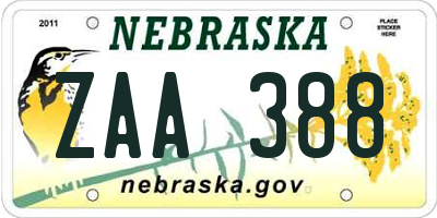NE license plate ZAA388