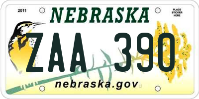 NE license plate ZAA390