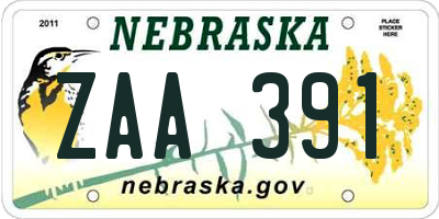 NE license plate ZAA391