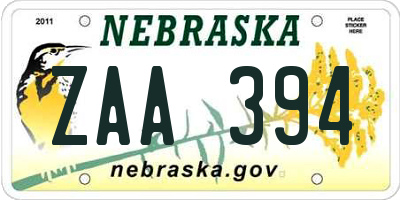 NE license plate ZAA394