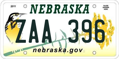 NE license plate ZAA396