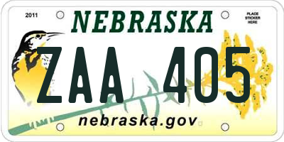 NE license plate ZAA405
