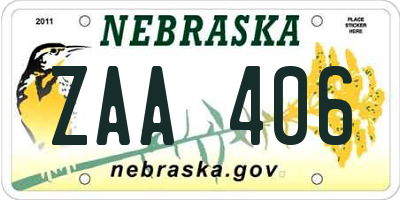 NE license plate ZAA406