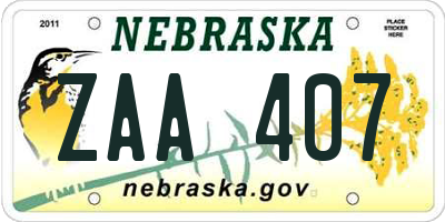 NE license plate ZAA407