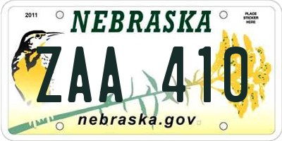 NE license plate ZAA410