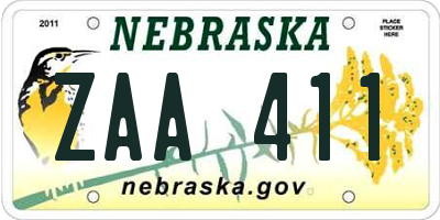 NE license plate ZAA411