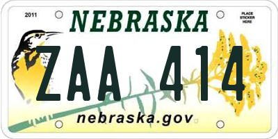 NE license plate ZAA414